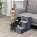 Trixie Velour 3-Step Pet Stairs with Storage, Collapsible, Storage Compartments for Pet Toys,Gray