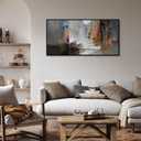 Yiijeah Abstract Wall Art for Liiving Room Large Framed Artwork for Walls Mud-brown Canvas Decor Prints Pictures Bedroom Office Home Decor 40x20 Inches