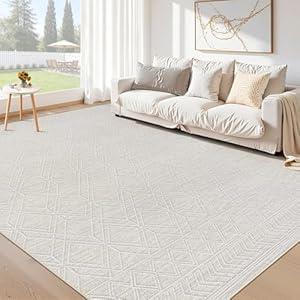 8x10 Area Rugs for Living Room: Washable Geometric Moroccan Rug Large Neutral Modern Farmhouse Soft Indoor NonSlip Printed Pattern Carpet for Bedroom Nursery Office Dining Room (Beige/Grey, 8'x10')