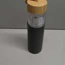 25 Oz Borosilicate Glass Water Bottles with Silicone Sleeve BPA Free, Dishwasher Safe - Reusable Clear Glass Drinking with Leak Proof Bamboo Lid | Perfect Gym Water Bottles for Men & Women (Charcoal Grey)