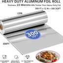 23 Micron Heavy Duty Aluminum Foil Roll 12 In x 300 SqFt, Tin Foil Wrap