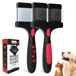 Double-Sided Slicker Brush for Dogs Dual Flexible Slicker Brush Long&Short Pin Dog Brush Professional Pet Grooming Tool for Dogs and Cats Remove Loose Hair Undercoat Tangles Knots