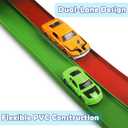 Flex Tracks 15 Ft Starter Set, Flexible Race Track for Kids 3+ with Strong Suction Cups, Flexible Car Track Race Car Ramp Track Compatible with 1/64 Diecast Cars, Portable Rolls Up Race Tracks