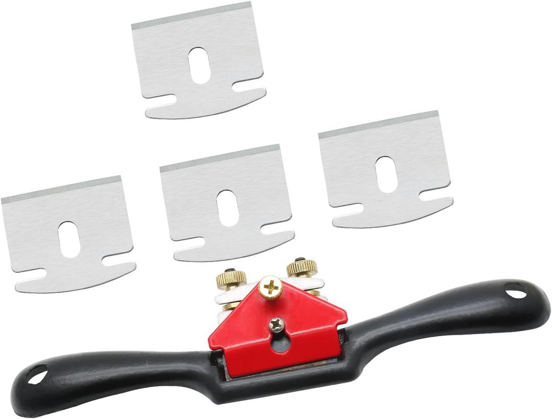9" Adjustable Spokeshave with 4 Pcs Replacement Metal Blade, Woodworking Plane, Hand Planer for Wood Craftsman, Wood Carver