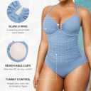 SHAPELLX Womens Swimsuits Tummy Control Bathing Suit Slimming One Piece U-Ring Shapewear Swimwear with Ruched Waist (Blue, XXL)