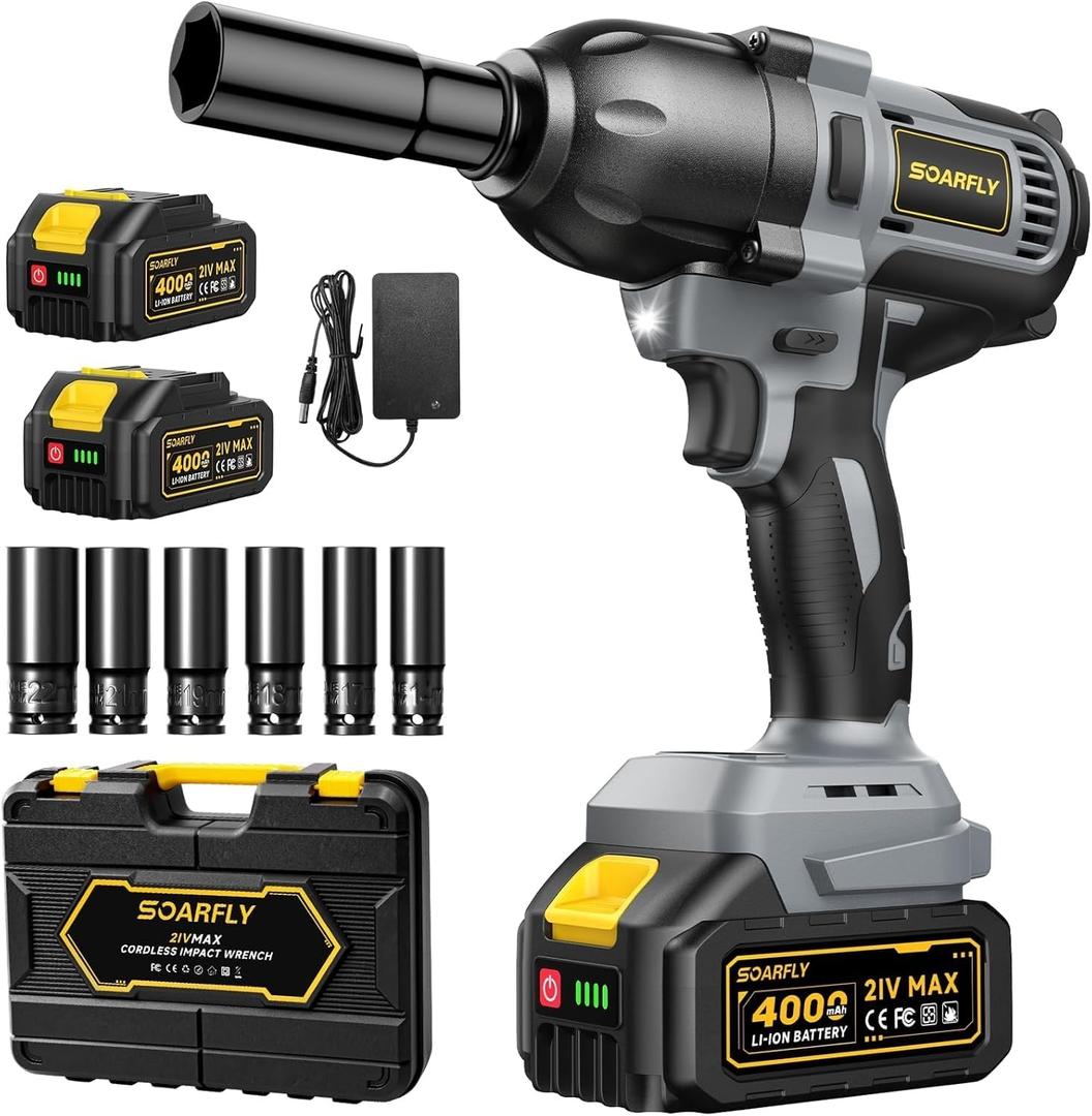 SOARFLY 1/2" Cordless Impact Wrench, 738 Ft-lbs (1000 N.m) Impact Gun