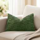 Kevin Textile 14x24 Inch Lumbar Pillow Cover 1 Pack Soft Plush Stripe Decorative Rectangle Cushion Elegant Double-Sided Corduroy Texture Pillow Cover for Couch Sofa Chair Bed Home Decor, Moss Green