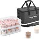 Cupcake Carrier, Cupcake Holder With Lid And Handles, 2-Layer Cupcakes Containers, 24 count Reusable Cupcake Box, Cupcake transport container With Portable Insulated Bag and 200Pcs Cupcake Liners