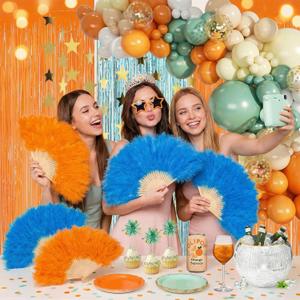 The Life of a Birthday Girl Party Favor 6 Pcs Marabou Feather Fan Folding Flapper Hand Fan for Costume Dancing Photo-Ready Party Packs