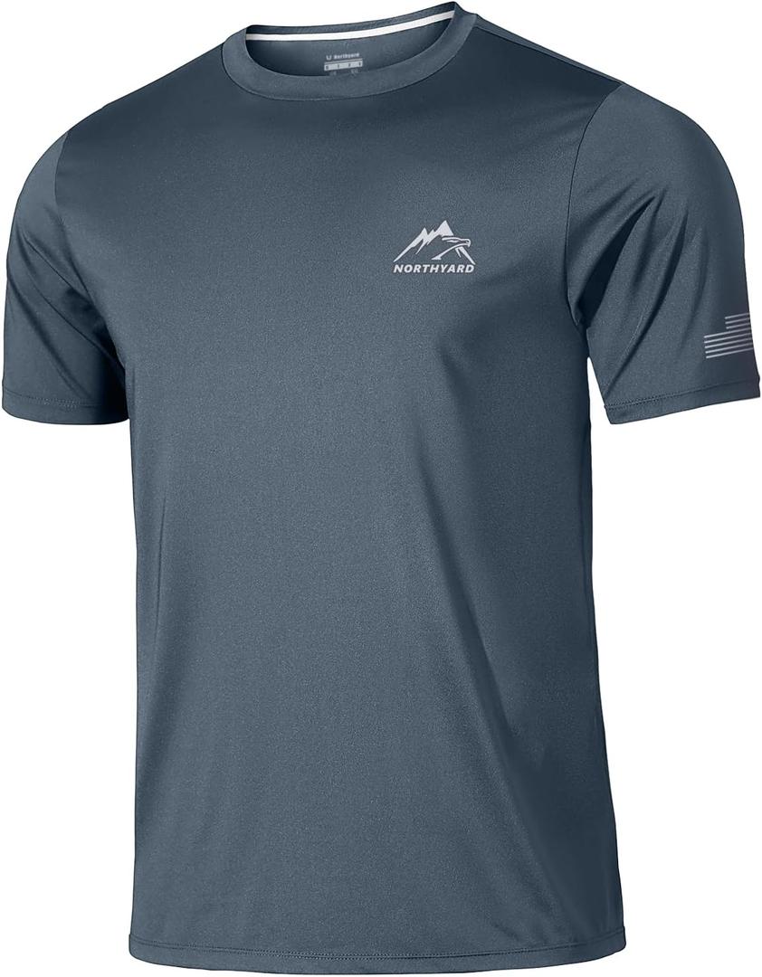 NORTHYARD Men's UPF 50+ Sun Protection Shirt Short Sleeve Swim Rash Guard SPF UV Athletic Workout Running T-Shirt (Black, S)