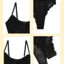 Milumia Women's Sexy Sheer Mesh Lace Bodysuit Spaghetti Strap Bustier Corset Tops Rave Party Club (Black, S)