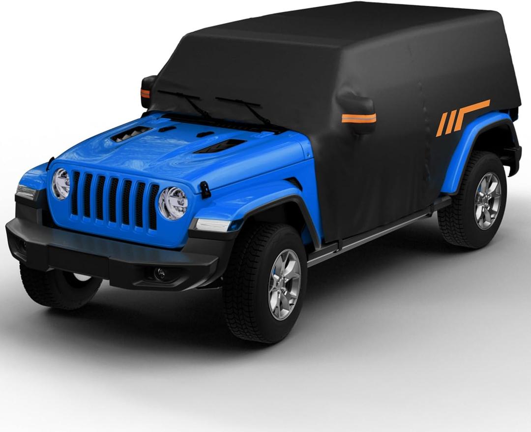 JOYTUTUS Cab Cover Compatible with Wrangler JK JL Unlimited 4 Doors 2007-2025, Wrangler Cover 4 Door Waterproof Wrangler Rain Cover All Weather Car Cover Windproof Cover Scratch Resistant Auto Cover
