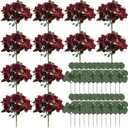 Peony Artificial Flowers, Faux Peonies Hydrangea Eucalyptus Bouquet 12 Packs Silk Vintage Realistic Peony Floral Arrangement for Vase Wedding Centerpiece Table Home Party Decor-Burgundy