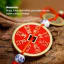Feng Shui Solid Brass Feng Shui Lucky Coin with Cinnabar, Wealth Protection Amulet Hanging Charm for Home Car Mirror Decor, Safe Travel Talisman Festival Housewarming Gift (Safe Travel Talisman)