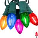 Multicolor C7 LED Christmas String Lights, 25FT Vintage Christmas Lights, Connectable Commercial Tree & Roofline Garden Wedding Decor