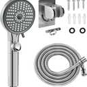 RV Shower Head with Hose, High Pressure 5 Mode Shower head Replacement, Shower Head for RV/Campers, Travel Trailer, Motorhome for Water Saving, Handheld Shower Head Holder and Hose, On Off Switch (Premium Chrome)