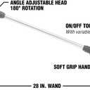 Flexzilla Garden Nozzle - 3-Pattern Adjustable Watering Wand 28", NFZG70, ZillaGreen