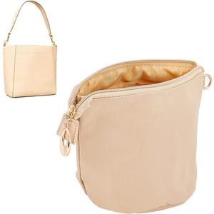 WADORN Purse Organizer Insert, Nylon Tote Bag Organizer with Zipper, Inside Liner Shaper for Women's Bag, Apricot, 5.4x7.4 Inch Apricot