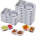 Qewro 15 Sets Snack Containers, Reusable Double Compartment Condiment With Lids 2 Portion Snack Containers Sauces Dip, Disposable Box to Grab and Go with Prep For Adults, On The Go For Kids