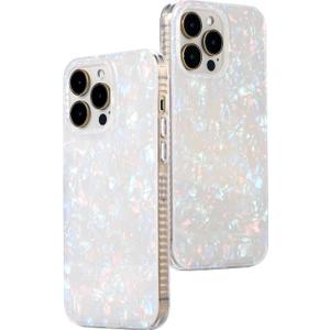 LONLI Hue White Pearl Tort Phone Case for iPhone 14 Pro Case | 360 Shock-Absorbent Bumper, Cute, Unique, Aesthetic, Phone Cover, for Women and Girls