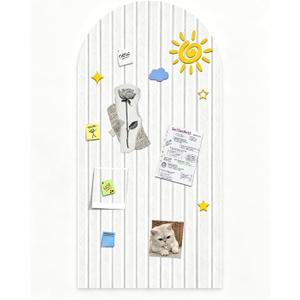 47×24" Thick Arch Felt Pin Board, 0.35" White Self Adhesive Bulletin Board