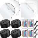 Honoson 4 Pieces 3D Night LED Light Lamp Base and 4 Pieces Clear Acrylic Sheets with Remote Control and USB Cable, Christmas DIY Acrylic Adjustable 16 Colors 4 Modes Set for Restaurant Room Shop Bar