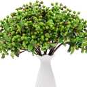 SHACOS Artificial Green Berry Stems 20 PCS Pack Fake Berries Branches Spray with Green Leaves 9.8 inch Small Berry Picks for Christmas Decorations Crafts Holiday Home Decor, Green