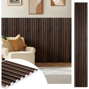 WPC Acoustic Slat Wall Panels 16-Pack 47.2'' x 6'', Accent 3D Wall Panel for Interior Wall Decor, Waterproof Fluted Textured Panel Wall Slats,Solid Walnut (Cover Approx.32 sq.ft)