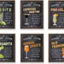 TwoDays Vintage Cocktail Bar Wall Art, Retro Bar Cart Accessories and Decor, Margarita Martini Prints for Dining Room Home Kitchen Pub Restaurant Aesthetic (Set of 6, 8" X 10", UNFRAMED)