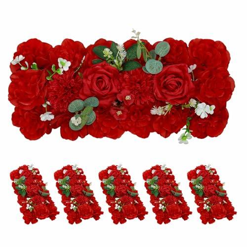 QinmiGarden Artificial Flower Arch 6 Pack Red Floral Swags for Wedding Décor, Elegant Faux Flowers Arrangement for Archways Party Backdrop, Home Wall Decoration and Table Centerpieces