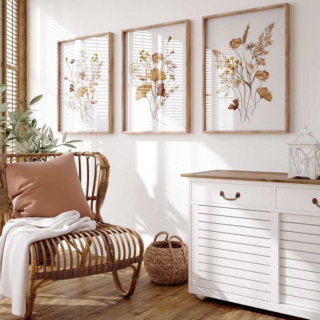 Botanical Canvas Wall Art Wildflower Painting on Canvas Minimalist Flower Prints Boho Plant Artwork Farmhouse Flower Pictures Watercolor Minimalist Wildflowers Art Print Leaf Pictures 12x16inch No (12L" x 16W")