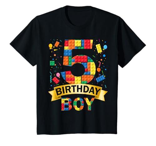 Kids 5rd Birthday Boy 5 Year Old Building Blocks 5th Birthday Boy T-Shirt, S Youth