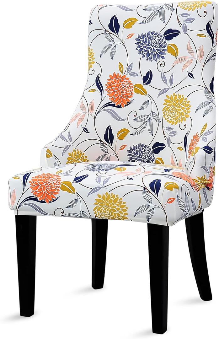 Liykimt Stretch Wingback Side Chair Slipcover-Accent Chair Cover Slipcover with Arm,Washable Upholstered Arm Dining Chair with Nailed Trim Protector for Dining Living Room Set of 1,Orange