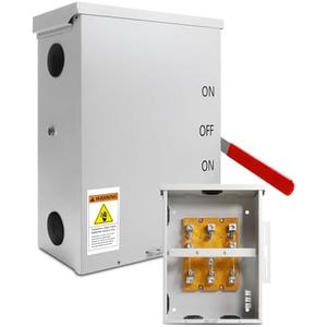 200 Amp Transfer Switch, 3P 120/240V, 48000W General-Duty Double-Throw Safety Switch, Meeting NEMA 3R Standards for Outdoor and Indoor