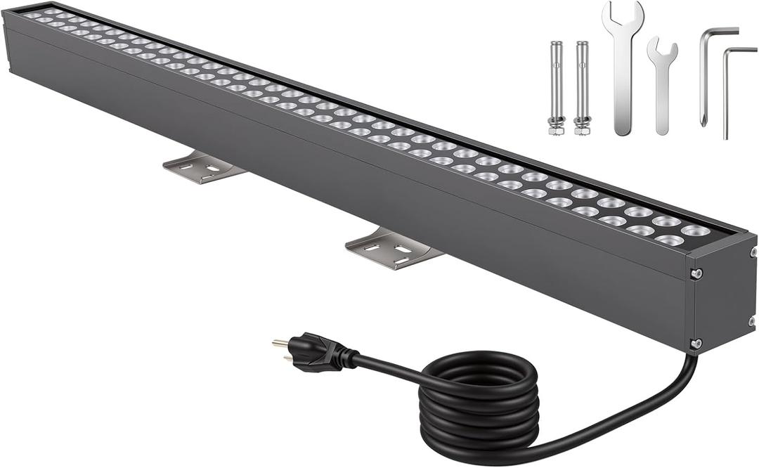 72W LED Wall Washer Lights- 40 8000LM 5000K Daylight White Linear Lights- IP65 Waterproof Outdoor Wall Washing Light- 120V Plug in LED Light Bar for Wall, Billboard, Commercial & Indoor Lighting
