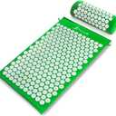 ProsourceFit Acupressure Mat and Pillow Set for Back/Neck Pain Relief and Muscle Relaxation (Large, Green/White)