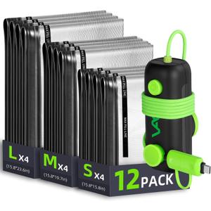 Vacuum Bags for Travel - USB Electric Pump, 12 Pack Carry-on Size Vacuum Seal Bags for Clothing - Space Saver Vacuum Storage Bags for Luggage, Travel Essentials.
