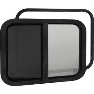 30"W x 20"H RV Window for Trailer Camper, Horizontal Sliding Replacement RV Window for Cargo Trailer with Screen & Trim Ring Fit 15/16" or 1-3/8" Thick Wall, Allow Error 1/16",DOT Approved