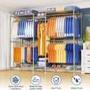 Ulif E12 Pro Clothes RackHeavy Duty Freestanding Garment Rack with ShelvesMetal Clothing Closet Storage System for Hanging Clothes71" W x 16" D x 76.5" H, Hold 960 lbsGold