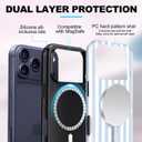 Magnetic for iPhone 17 Pro Case Cute Stripes Phone Case, Shockproof Slim TPU and Hard PC Protective Phone Cover Compatible with MagSafe Designed for Women Girls, Blue and White
