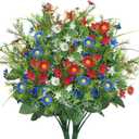 Patriotic Artificial Flowers Memorial Day Flowers 13 Stems Red White Blue 4th of July Flowers Picks Artificial Daisies Bouquet Arrangement for Grave Independence Day Veterans Home Decor Indoor 2 Pcs