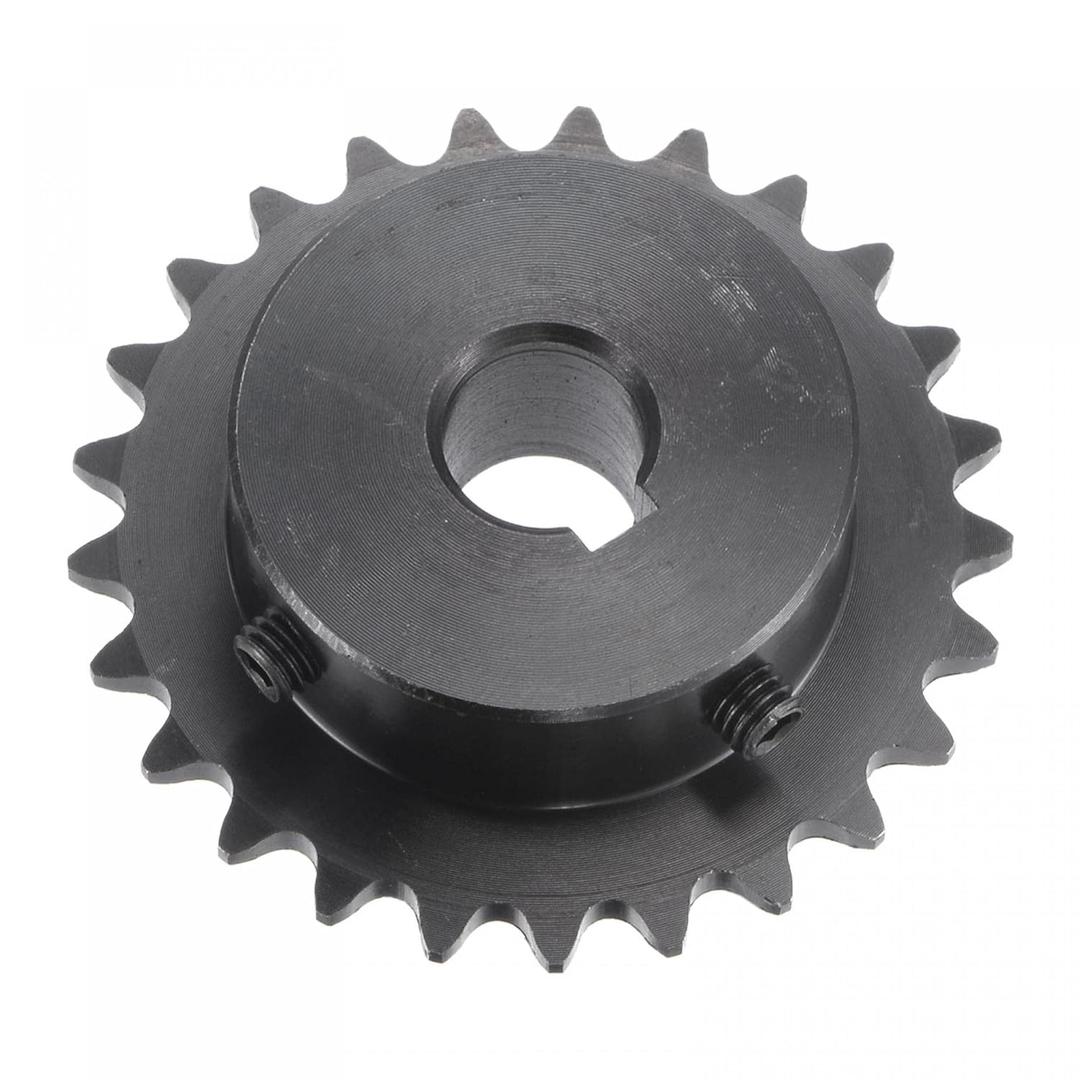 uxcell 25 Tooth Roller Sprocket, #25 Chain Single Strand 1/4" Pitch, 12mm Bore Black Oxide C45 Carbon Steel, 4x1.8mm Keyway with Set Screws for ISO 04C uxcell 25 Tooth Roller Sprocket, #25 Chain Single Strand 1/4" Pitch, 12mm Bore Black Oxide C45 Carbon Steel, 4x1.8mm Keyway with Set Screws for ISO 04C