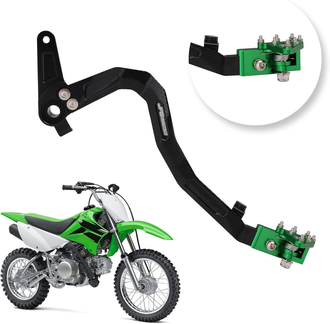 JFG RACING Rear Brake Foot Lever for KLX110 - Aluminum Folding Brake Lever Pedal for KLX110/KLX110L 2010-2023 - Green