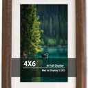 4x6 Picture Frame with Mat to 3.5x5, Natural Dark Walnut Wooden Handcrafted Frame Rounded Corner with Real Glass, Vertical or Horizontal Display for Photo Wall & Tabletop