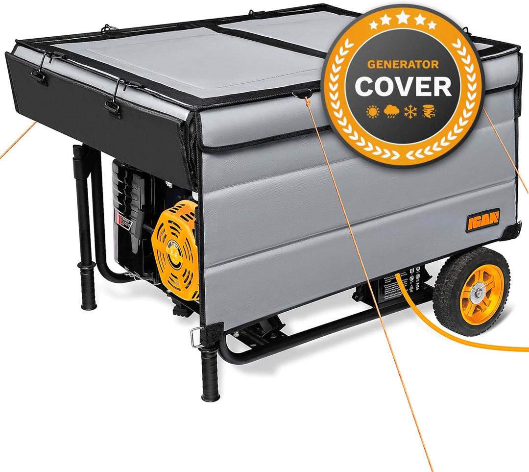 IGAN Generator Covers While Running Pro-Max for most 3500w-12000w Generators - Ultra Heavy Duty Generator Covers for Outside with Windproof Kit - Portable Waterproof Generator Cover, Gray