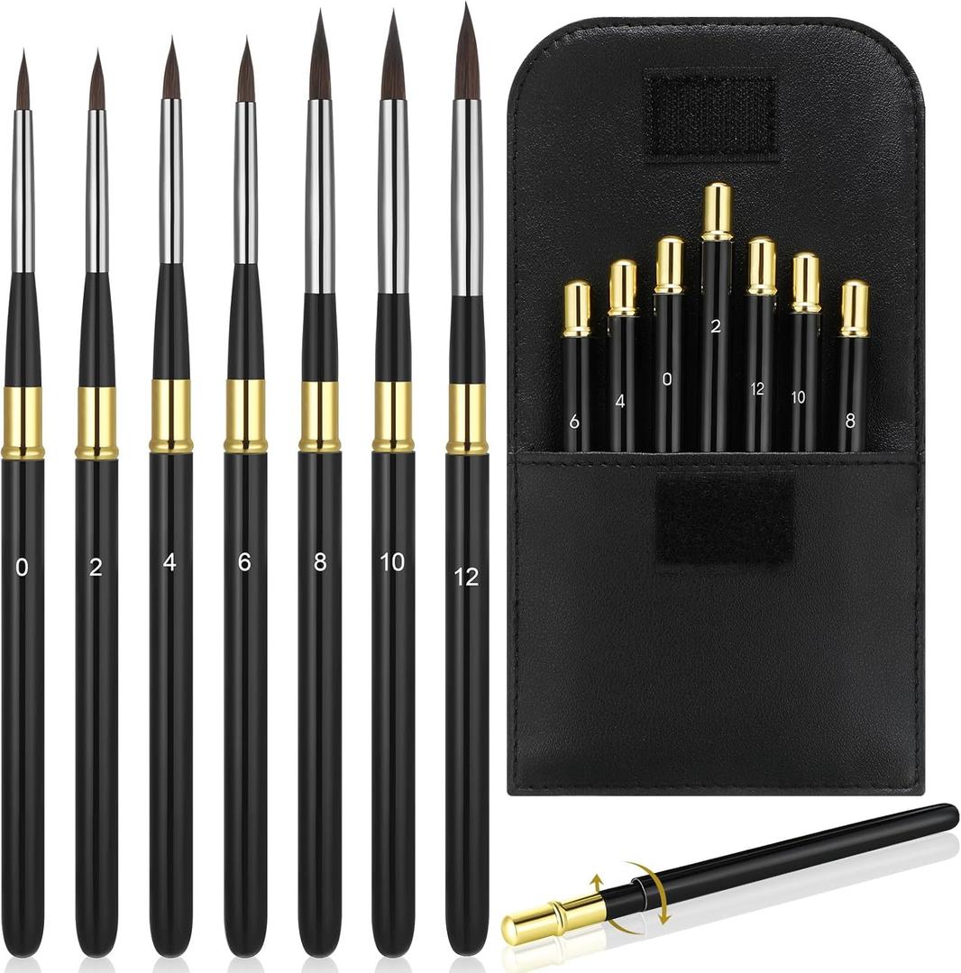 Gilprop 7 Pcs Travel Watercolor Brushes, Professional Travel Artist Painting Brushes, Detachable Portable Travel Watercolor Set for Watercolor Acrylics Ink Gouache Painting