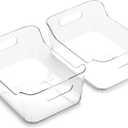BINO | Plastic Storage Bins, Small - 2 Pack, Clear | THE SOHO COLLECTION | Pantry Organizers and Storage Containers Fridge Organizer Bins Kitchen Cabinet Organizer Medicine Cabinet Bin