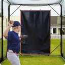 Gagalileo Baseball Softball Pitching Vinyl Hitting Backstop Rubber Target Padding for Outdoor Vinyl Batting Cage Rubber Padded Black Backstop Mat Softball Chain Link Hanging Rolling Baseball Backstop