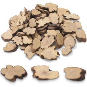 Gerrii 90 Pcs Irregular Wood Slices for Crafts Small Log Slices for Centerpieces Unfinished Wood Pieces Natural Tree Wooden Decoration for Table DIY Craft Art Ornament Home Decor Bevel Cut