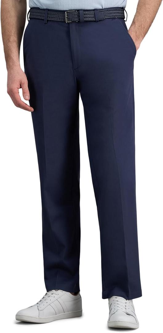 Haggar Men's Iron Free Premium Khaki Classic Fit Flat Front Expandable Waist Casual Pant Standard 44x30